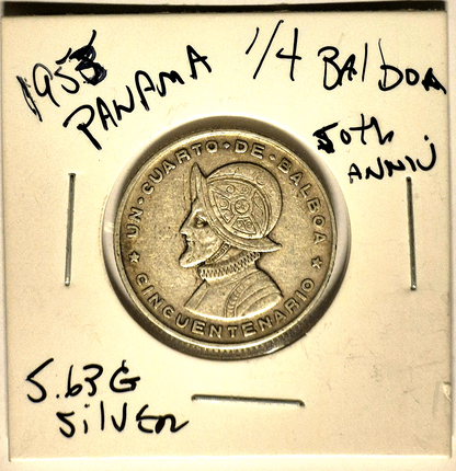 Panama 1953 1/4 Balboa Crisp AU Features 90% Silver Very Rare Low Mintage