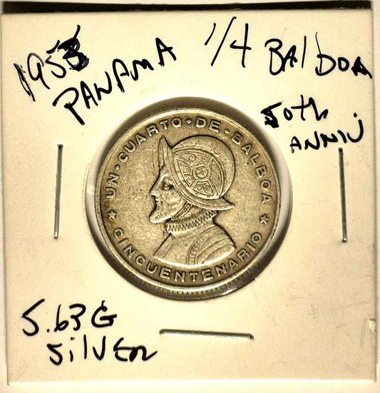 Panama 1953 1/4 Balboa Crisp AU Features 90% Silver Very Rare Low Mintage