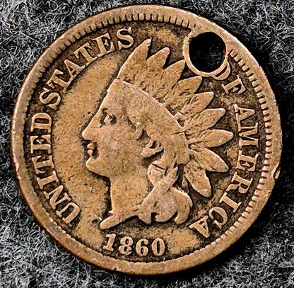 1860 Indian Head Cent VG-F Features Type II Chunky Oak Wreath Jewelry Coin Shown