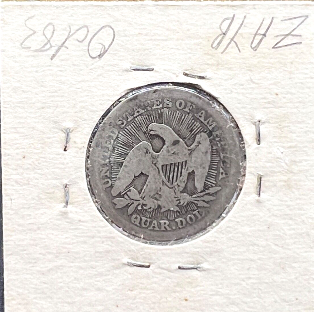 1853 Seated Liberty Quarter Arrows & Rays G Good 90% Silver Old Paper Flip 25C