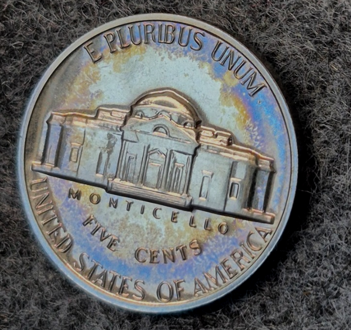 1970-S Jefferson Nickel 5C Choice Proof Rainbow Toned Toning San Francisco Coin