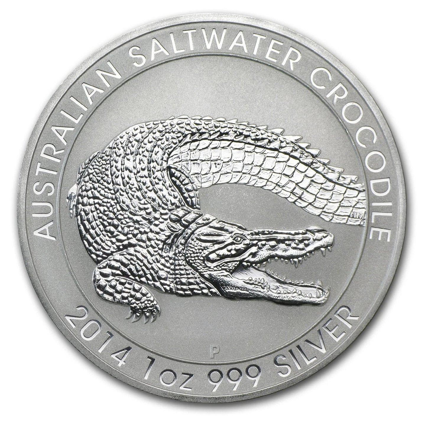 2014 Australia 1 oz .999 Fine Silver Saltwater Crocodile BU Queen Elizabeth Coin