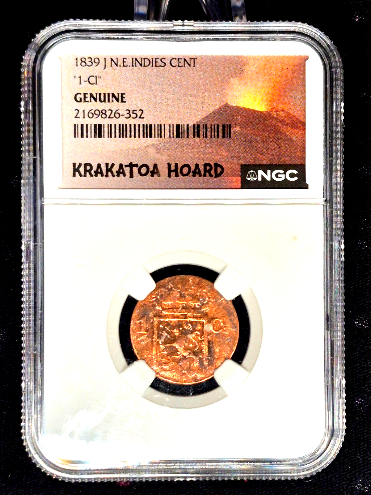 Krakatoa Hoard 1839 J N.E. Indies Cent NCG Genuine Harder Find "1-C1" Variety 2