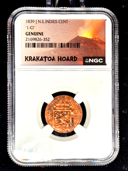 Krakatoa Hoard 1839 J N.E. Indies Cent NCG Genuine Harder Find "1-C1" Variety 2