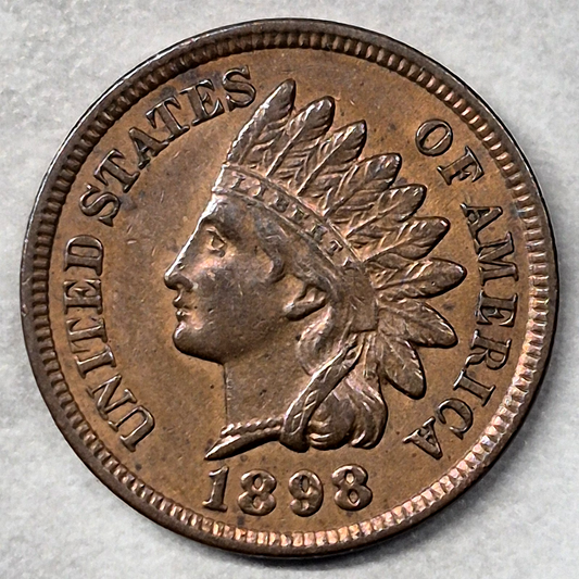 1898 Indian Head Cent Penny 1C Choice AU About Uncirculated Full LIBERTY Sharp