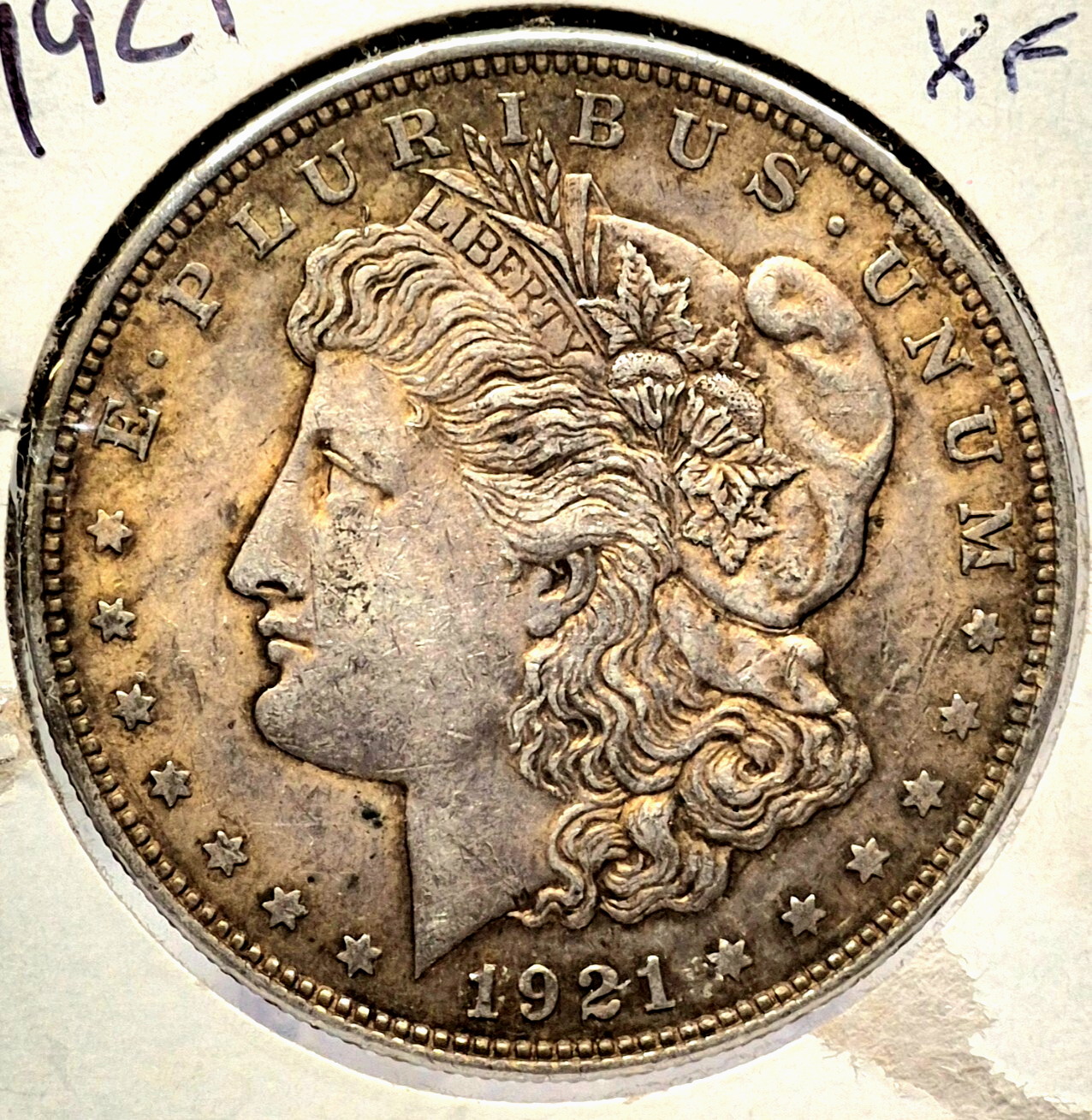 1921 Morgan $1 Dollar 90% Silver Crisp AU+ Features, Handsomely Toned