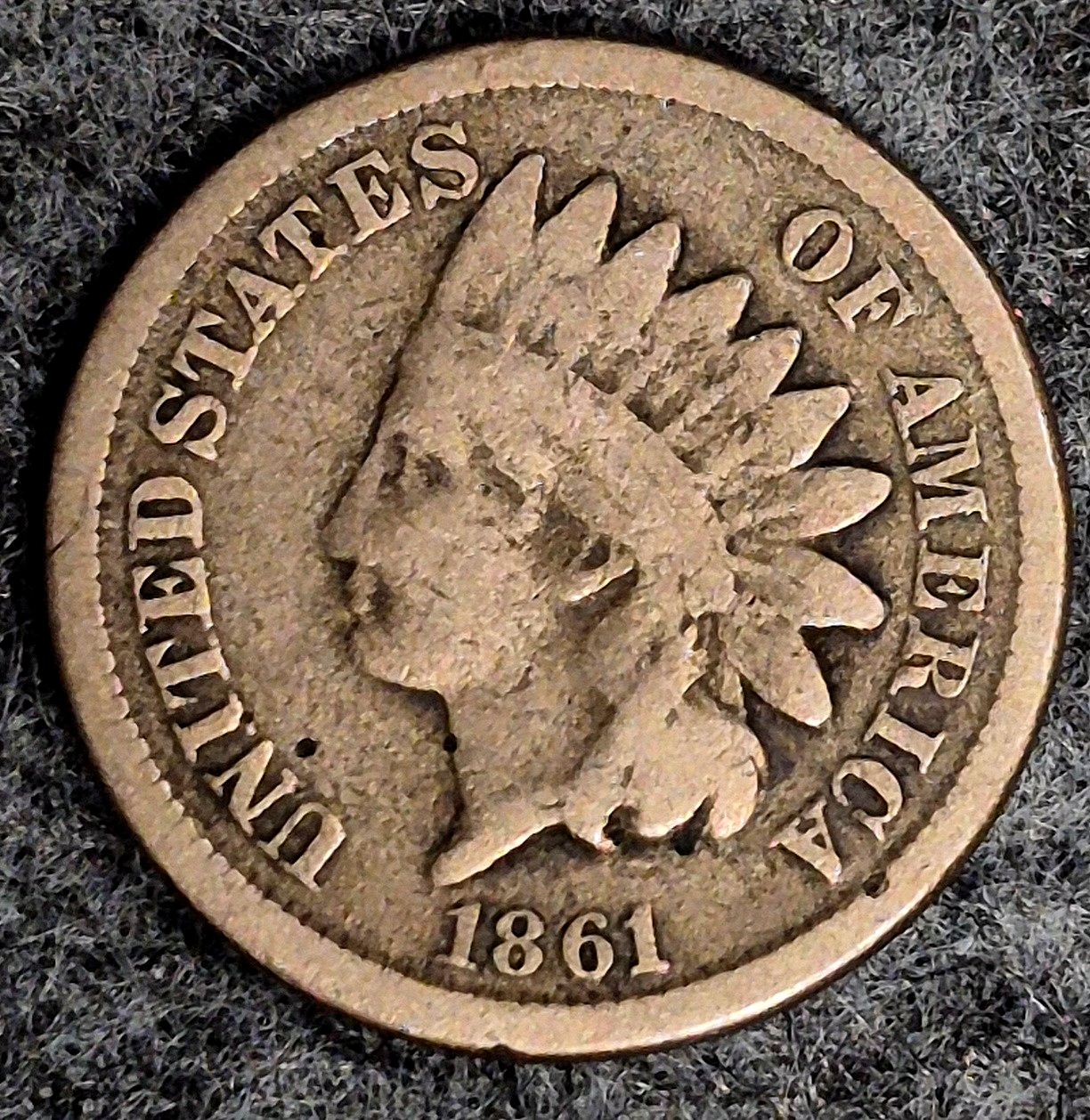 1861 Indian Head Cent VG+ Features  Type II Chunky Oak Wreath Coin Shown