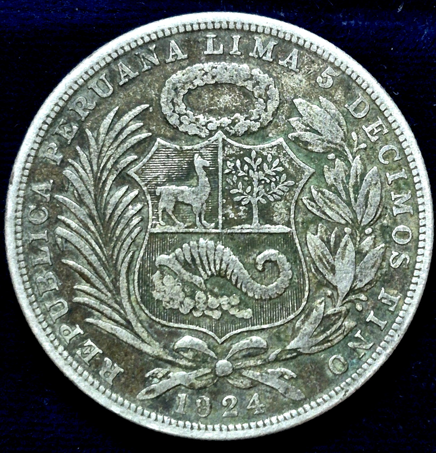 1924 Peru 1 Un Sol 37mm VF+ Features 50% Silver Minted in Philly, Plata, KM218.1