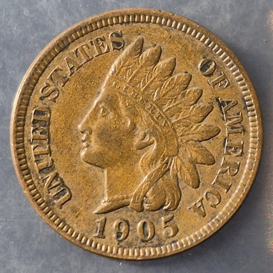 1905 Indian Head Cent Penny 1C AU About Uncirculated Full LIBERTY 4 Diamonds