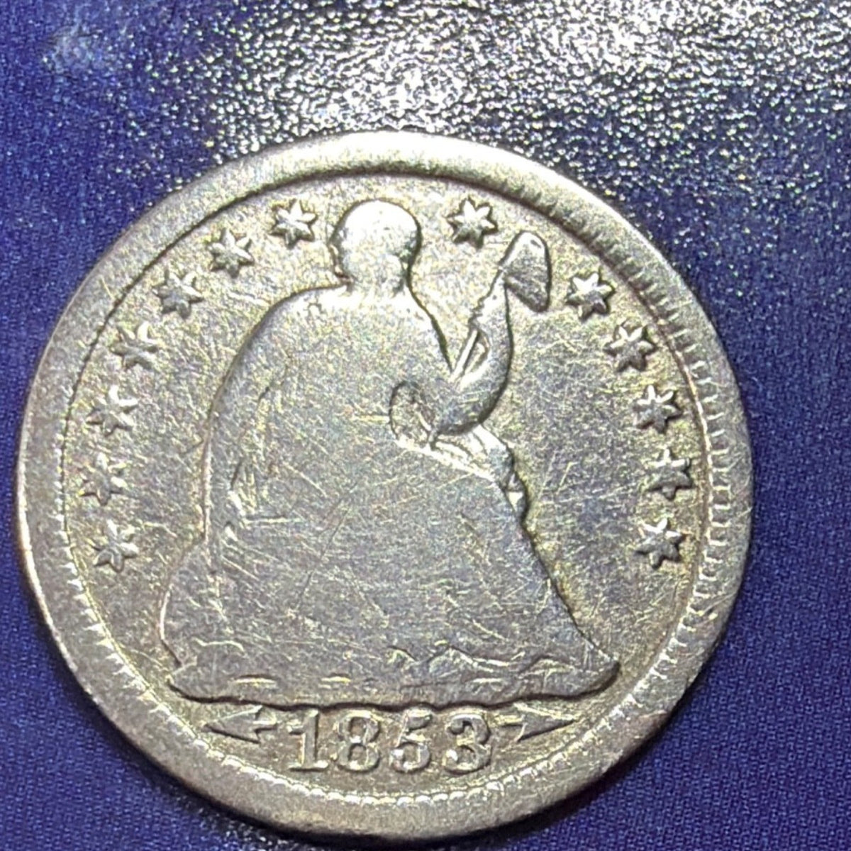 1853 Seated Liberty Half Dime Arrows at Date H10c Fine 90% Silver US Coin