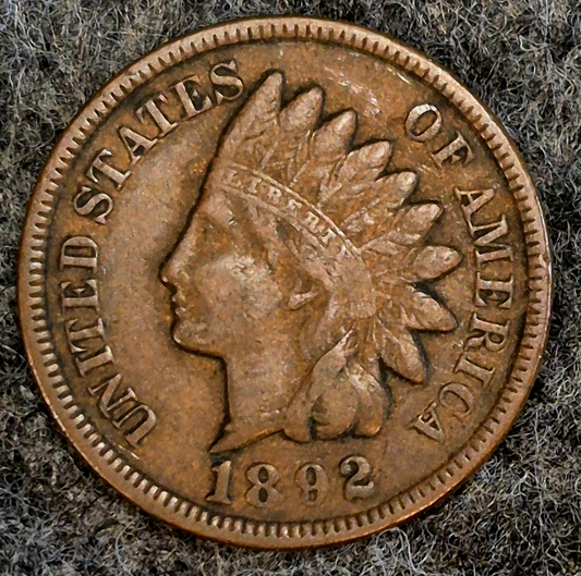 1892 Indian Head Cent Penny VF+ Features Full Liberty, Receive Coin Pictured 1C
