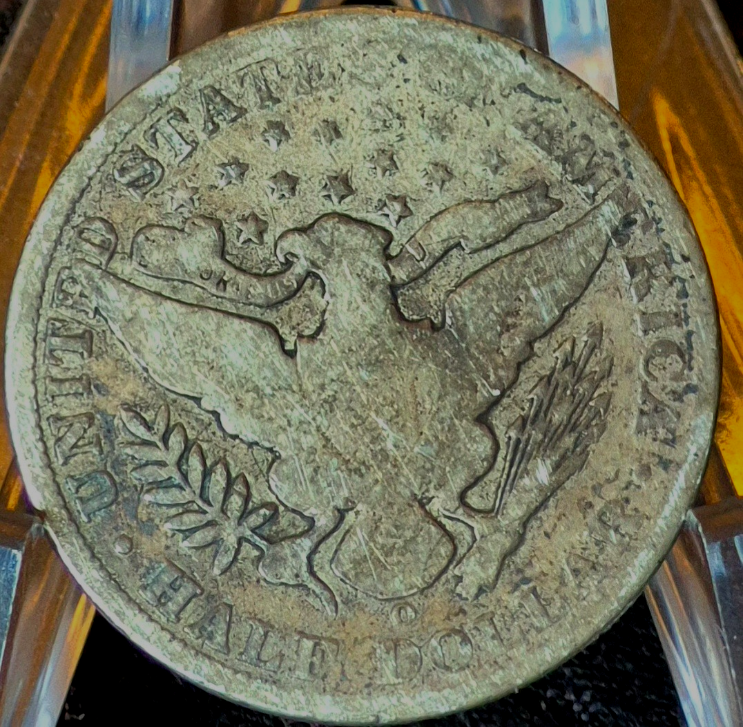 1902 New Orleans Barber Half Dollar 90% Silver 50C Good+ Features Partial Motto