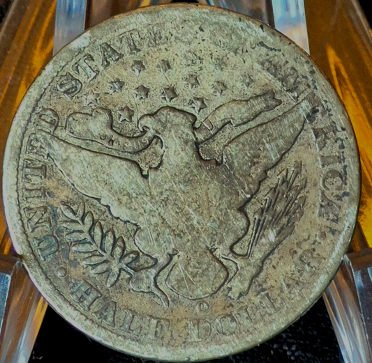 1902 New Orleans Barber Half Dollar 90% Silver 50C Good+ Features Partial Motto
