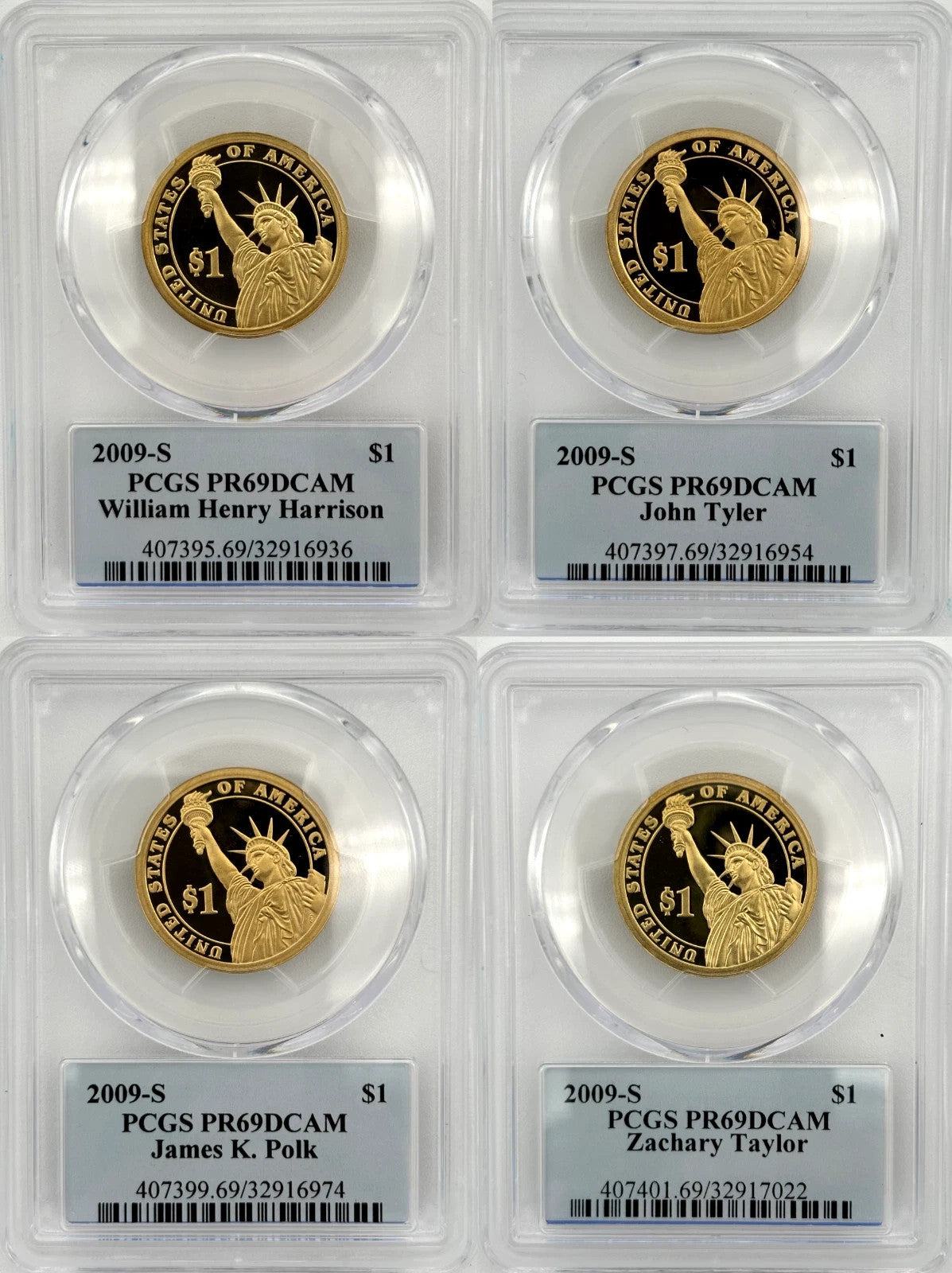 2009 S Presidential PCGS PR69DCAM 4 Coin Set PORTRAIT LABELS Beautiful Dollars