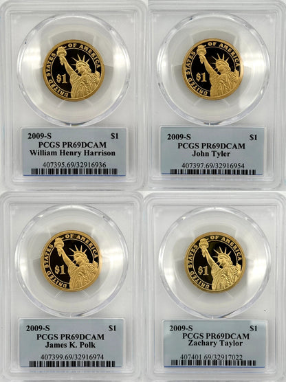 2009 S Presidential PCGS PR69DCAM 4 Coin Set PORTRAIT LABELS Beautiful Dollars