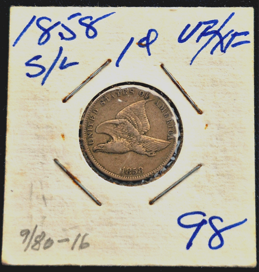 1858 Flying Eagle One Cent VF+ Features Small Letter in Vintage Flip Last Year