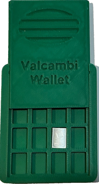 Green Valcambi Wallet Holds 32 SILVER Bars Slide Top INCLUDES 1 Gram Starter Bar