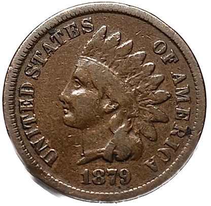 1879 Indian Head Cent Penny Good - Very Good (G-VG) Features Better Date Coin