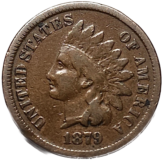 1879 Indian Head Cent Penny Good - Very Good (G-VG) Features Better Date Coin