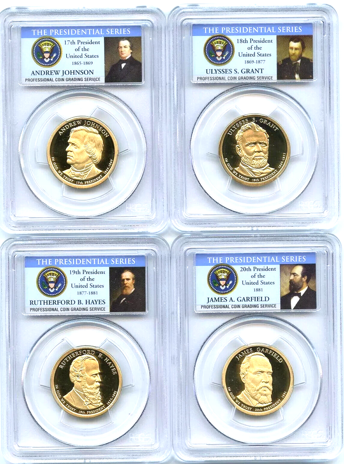 2011 S Presidential Dollar Set PCGS PR69DCAM Grant Hays Garfield Johnson