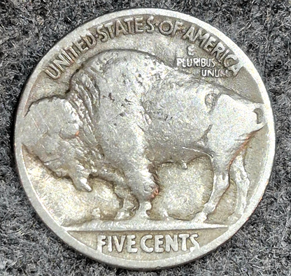 1924-P  Buffalo Nickel Sharp F-VF Features Partial Horn Earlier Date 5C