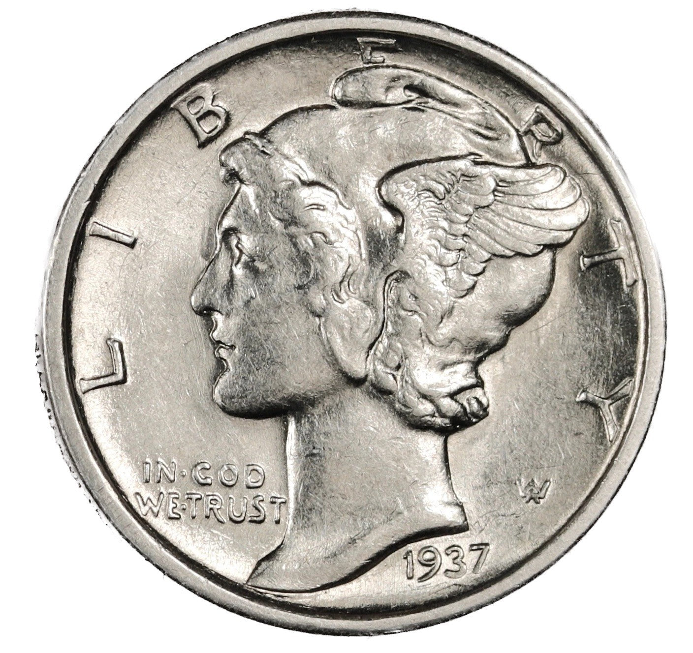 1937 S Mercury Dime BU Brilliant Uncirculated 90% Silver 10c FSB White Coin