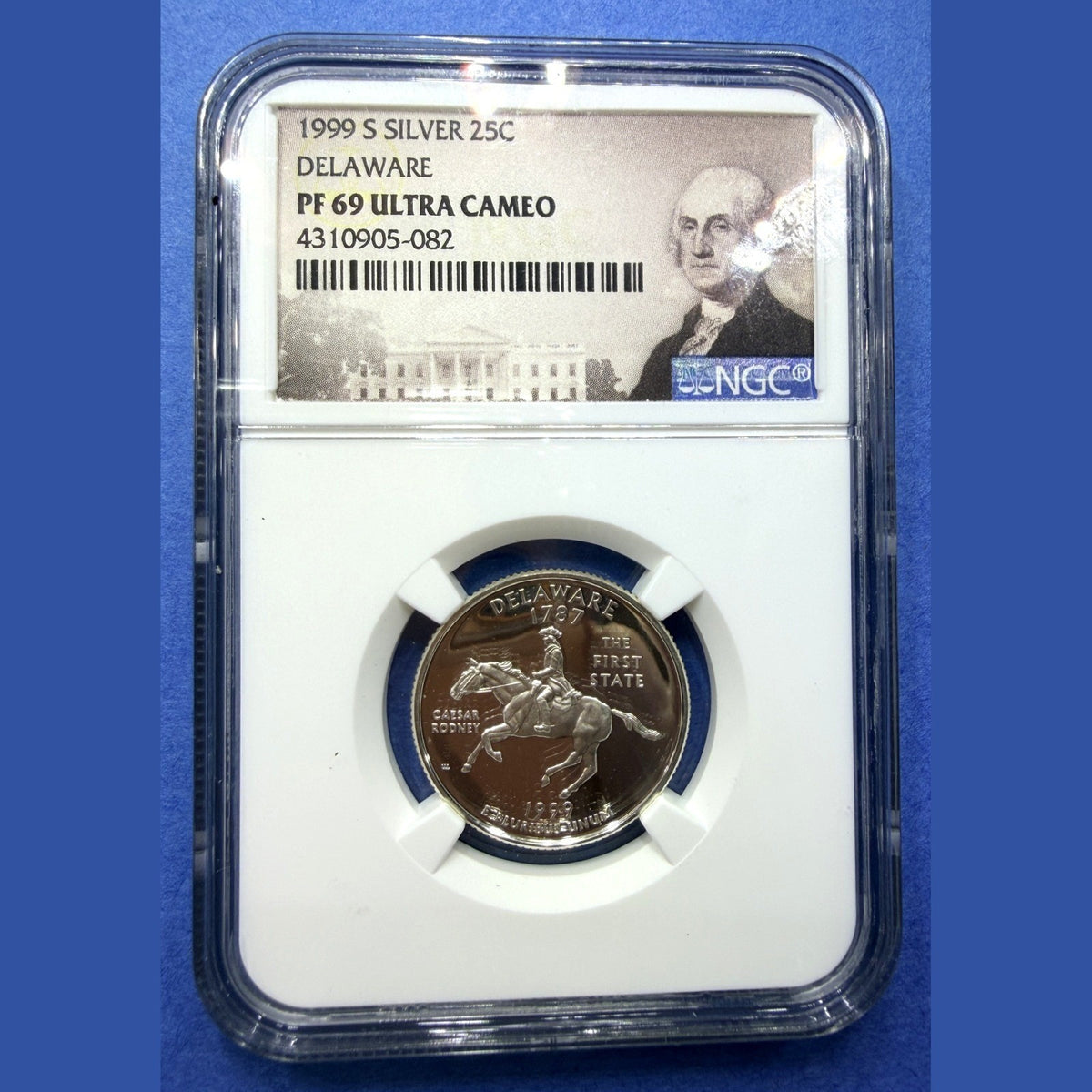 1999-S Delaware Silver State Quarter Proof NGC PF69 Ultra Cameo Washington Label