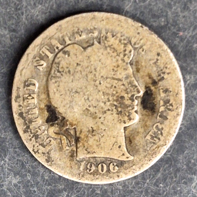 1906-D Barber Dime 10C First Year Denver Mint 90% Silver Liberty Head Good
