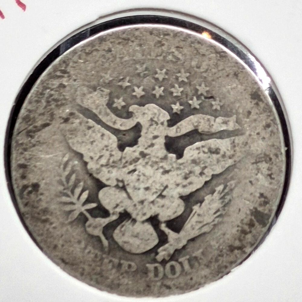 1907 Barber Silver Quarter 90% SILVER Coin Raw Circulated AG or Less Features 25