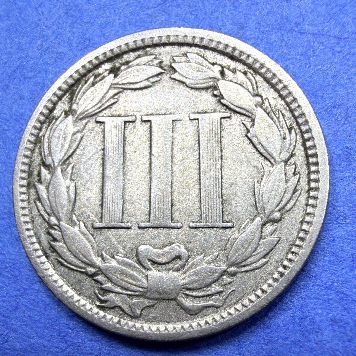 1869 Three Cent Nickel 3C Ungraded VF XF Bold III Pillars 19th Century Type Coin