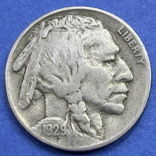 1929 Buffalo Nickel 5C VF Very Fine Full Date Indian Head Tough Date Philly Coin