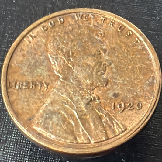 1920 Lincoln Wheat Cent Penny BU Toned Uncirculated Philadelphia US Coin