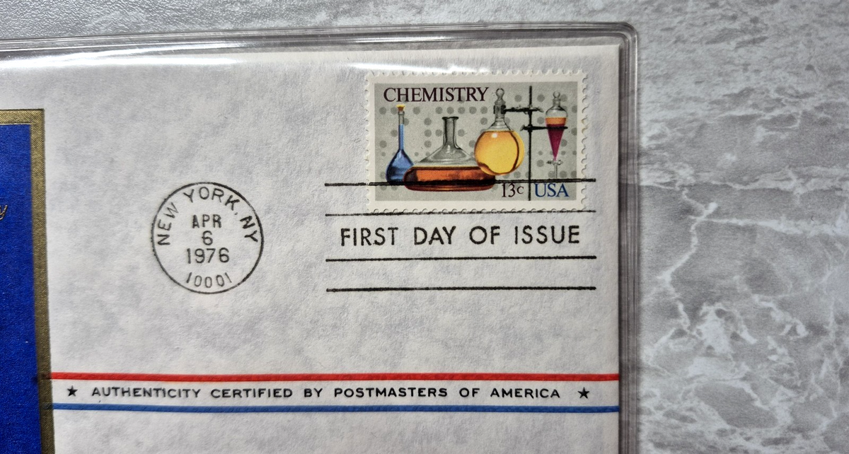 1976 Postmasters of America American Chemical Society Sterling Proof Medal FDC
