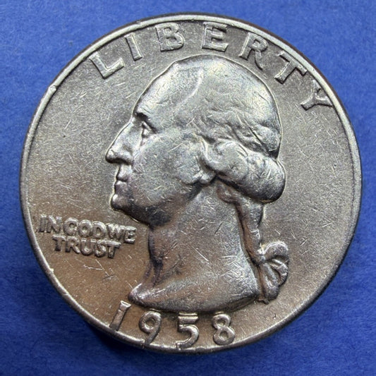 1958 Washington Quarter 25C XF Extremely Fine 90% Silver Philadelphia US Coin
