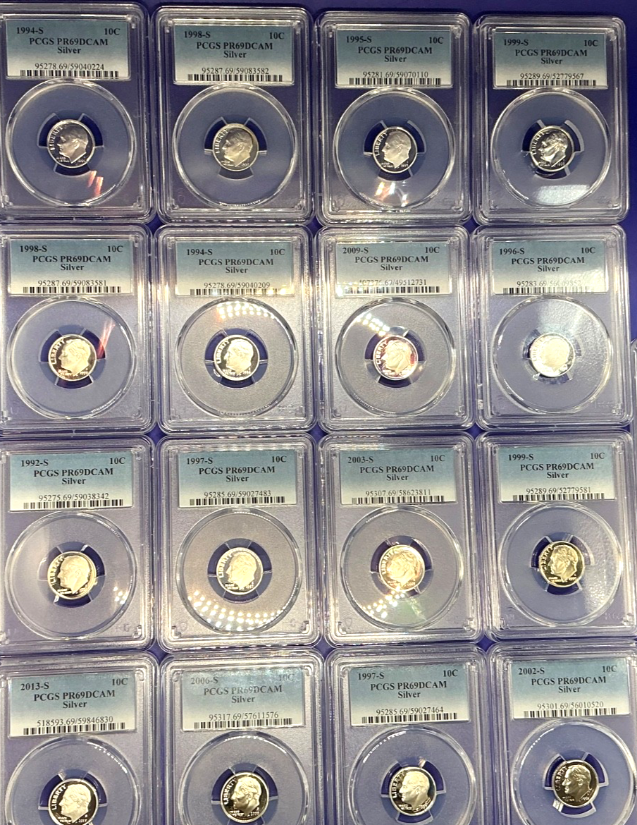 PCGS GRADED 90% SILVER Roosevelt Dimes PR69DCAM + RANDOM SELECTION COIN