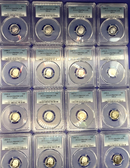 PCGS GRADED 90% SILVER Roosevelt Dimes PR69DCAM + RANDOM SELECTION COIN