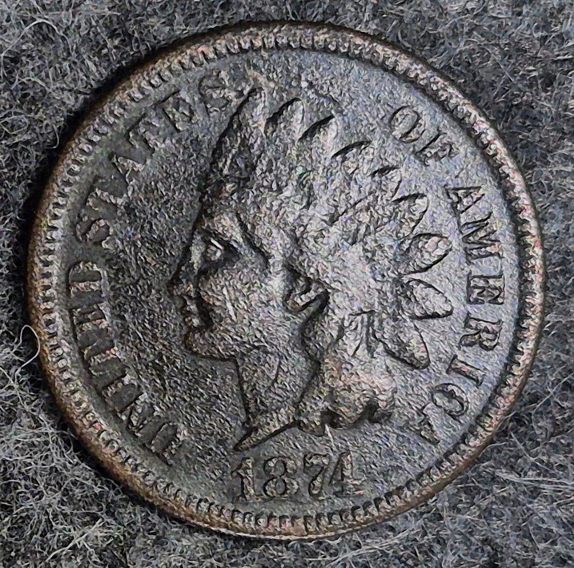 1874 Indian Head Cent Penny, F+/VF Features, LIBERTY, Receive Coin Pictured 1C