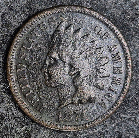 1874 Indian Head Cent Penny, F+/VF Features, LIBERTY, Receive Coin Pictured 1C