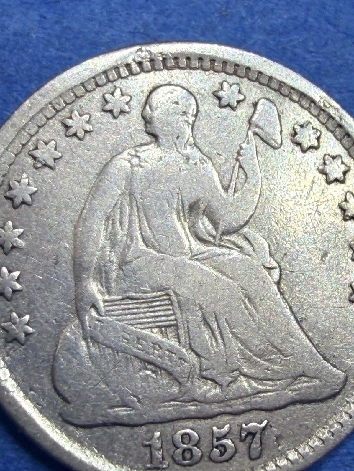 1857 Seated Liberty Half Dime H10C VF Very Fine 90% Silver Pre Civil War Coin