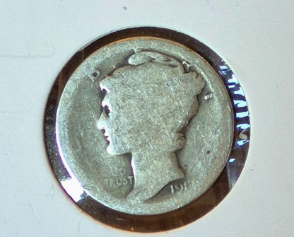 1917 Mercury Dime AG About Good or Less 90% Silver 10c US Coin Collectible