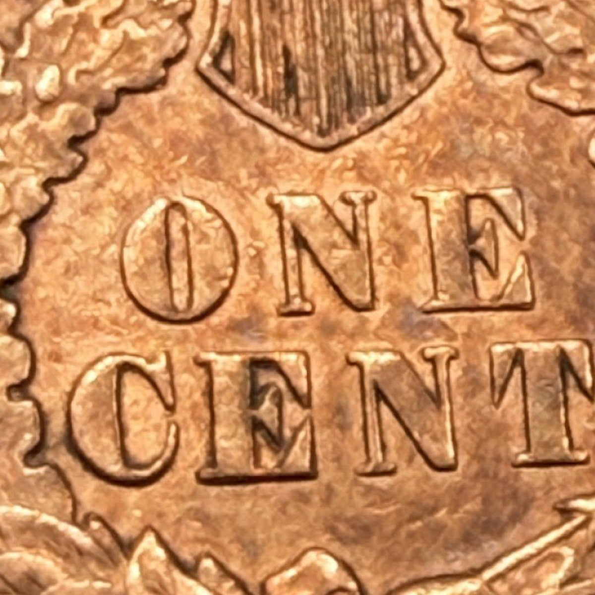 1891 Indian Head Cent 1C VF Very Fine Iridescent Toned Purple Blue Gold Penny