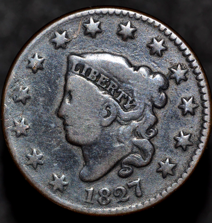 1827 Coronet Head Large Cent N3 R2 GSID 940 G-VG Features 1C