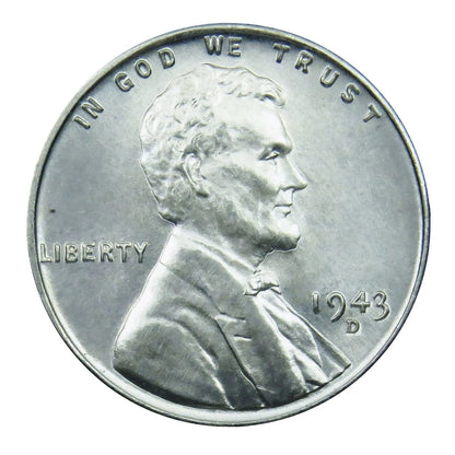 1943-D BU WWII Steel Lincoln Wheat Cent Brilliant Uncirculated From OBW Roll