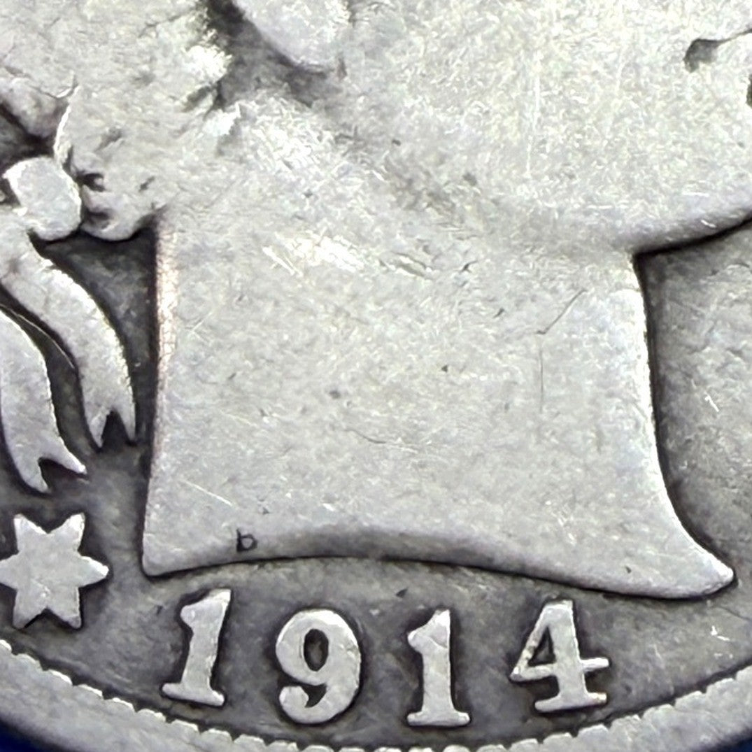 1914-S Barber Half Dollar 50C VG Low Mintage 992,000 San Francisco 90% Silver