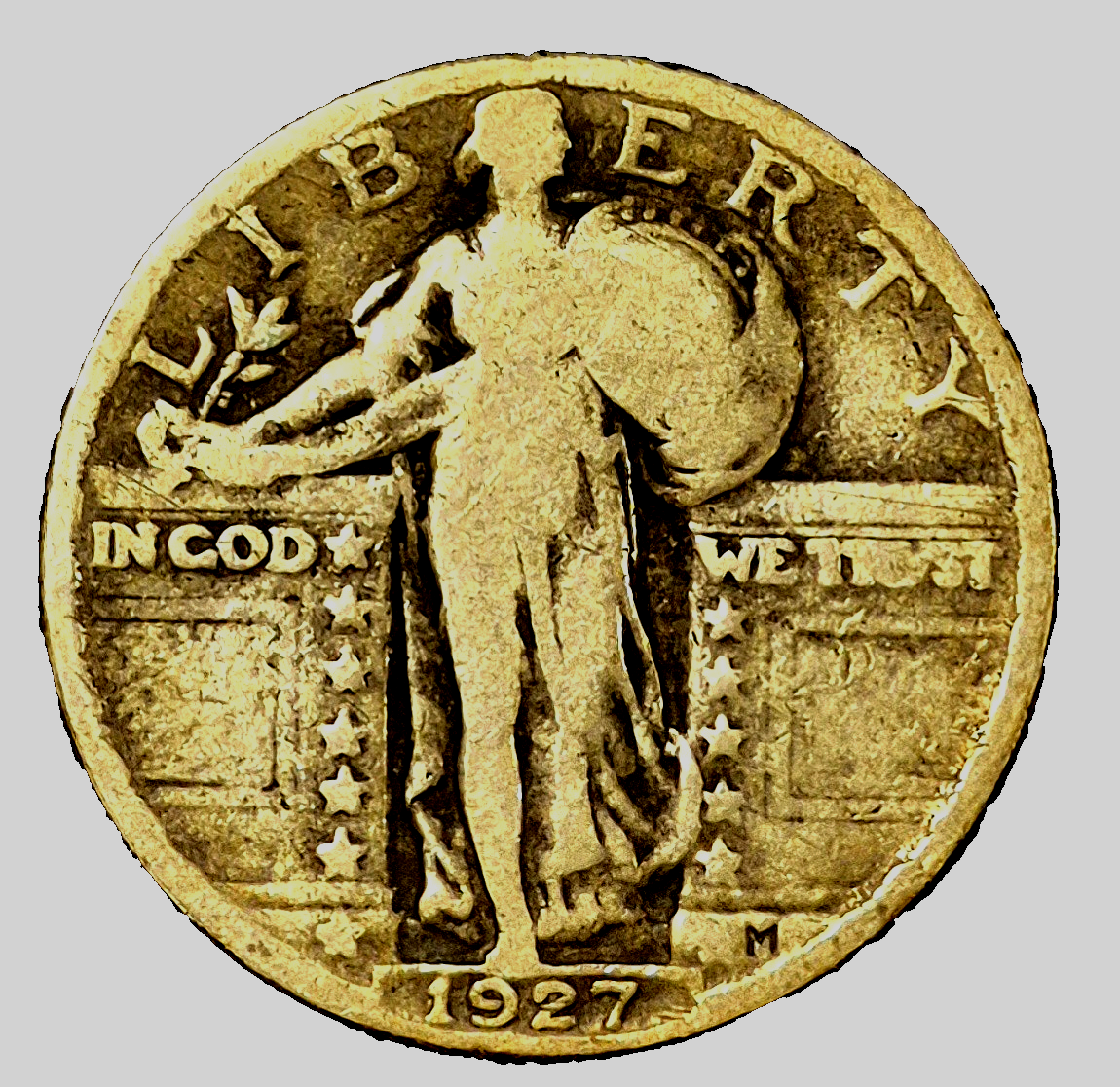 1927-P Standing Liberty Quarter 90% Silver Strong VG-F Features 25C