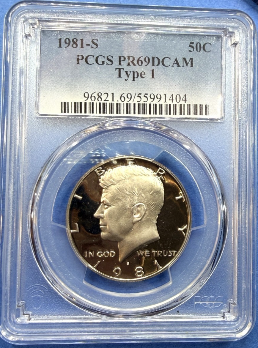 1981-S Kennedy Half Dollar 50C PCGS PR69DCAM Type 1 Deep Cameo Gem Proof JFK