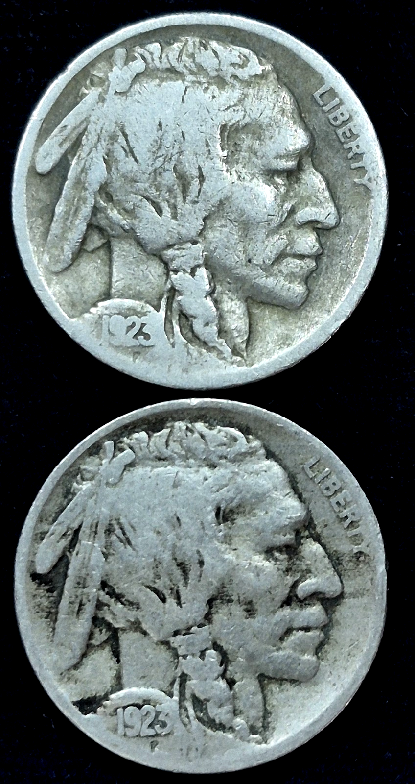Nice Matched Set of (2) VG-F Choice Date Buffalo Nickels (1) 1923p and (1) 1923S