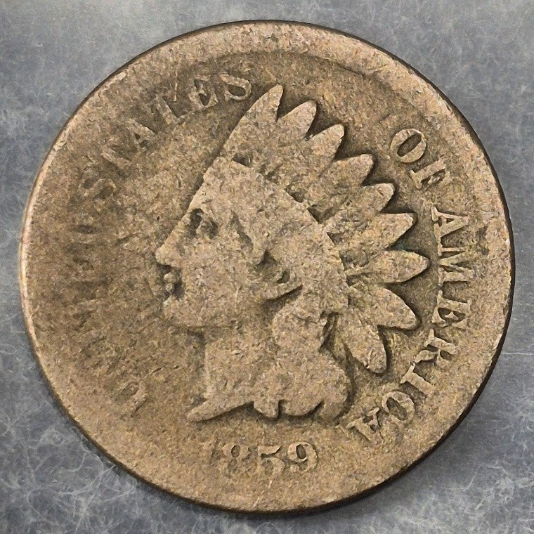 1859 Indian Head Cent Penny 1C G Good Copper-Nickel Laurel Wreath 1st Year Type