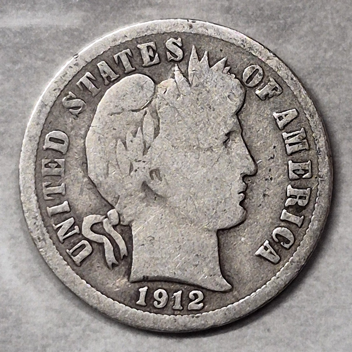 1912-S Barber Dime 10C San Francisco Mint 90% Silver Liberty Head Good