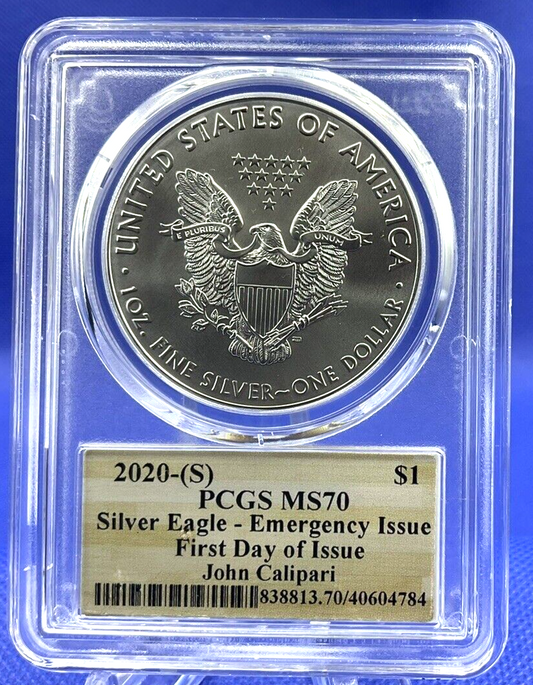 COACH 🔥 JOHN CALIPARI 2020-S SILVER EAGLE PCGS MS70 FDOI BASKETBALL HOF PRIVATE